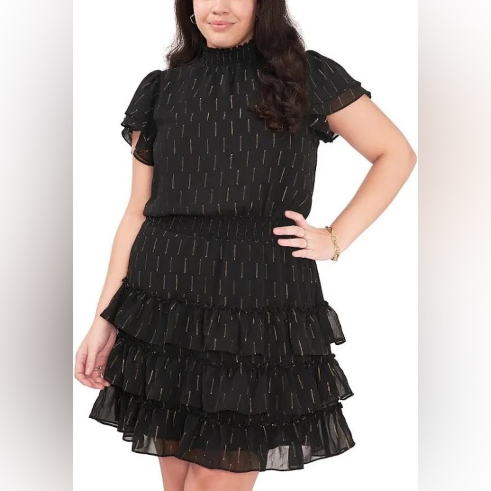MSK day cocktail dress. Black with gold accents. NWT. Large